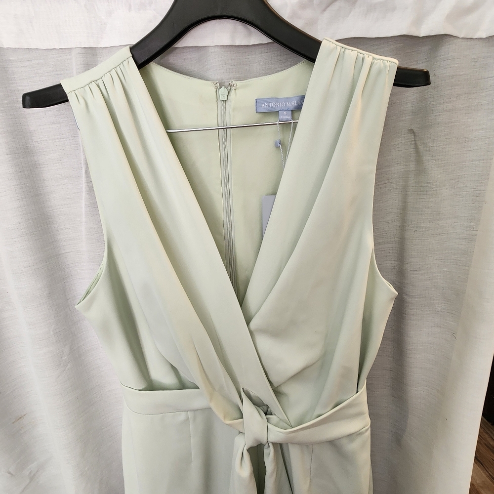 Antonio Melani Raquelle Tie V neck sleeveless tie waist jumpsuit Mint